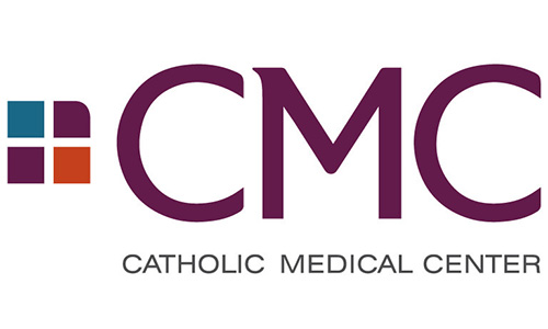 Logo of Catholic Medical Center with purple text.
