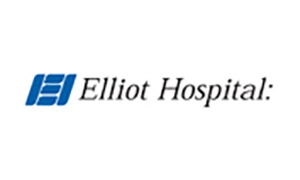 Logo of Elliot Hospital with a blue emblem.